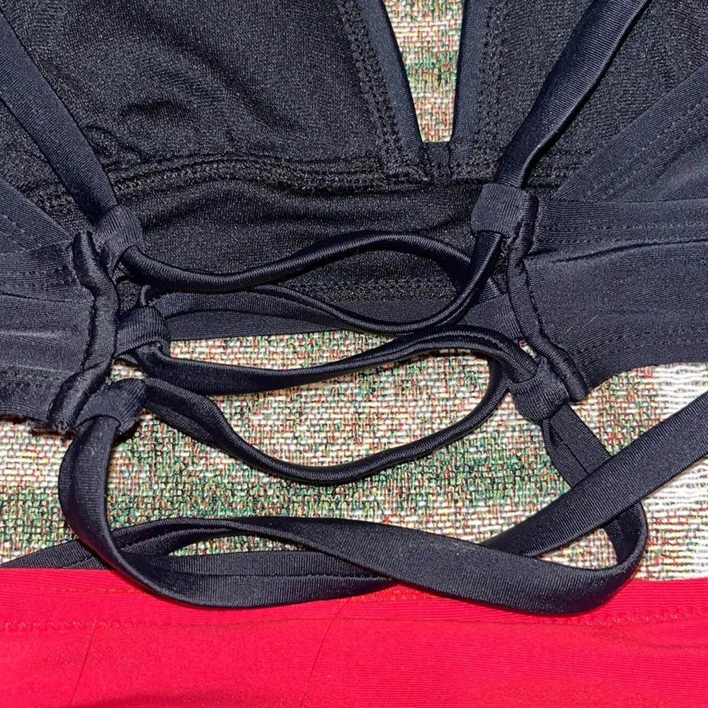 J. Crew Red Bikini Bottoms XS /Dip Floral Embroidered Tie Back Bikini Top S EUC
